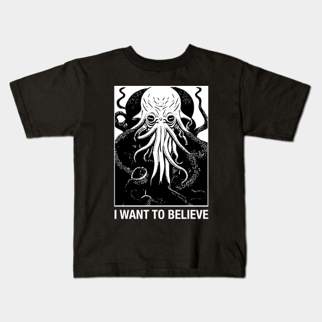 I Want to Believe Cosmic Horror Kids T-Shirt by pixeptional